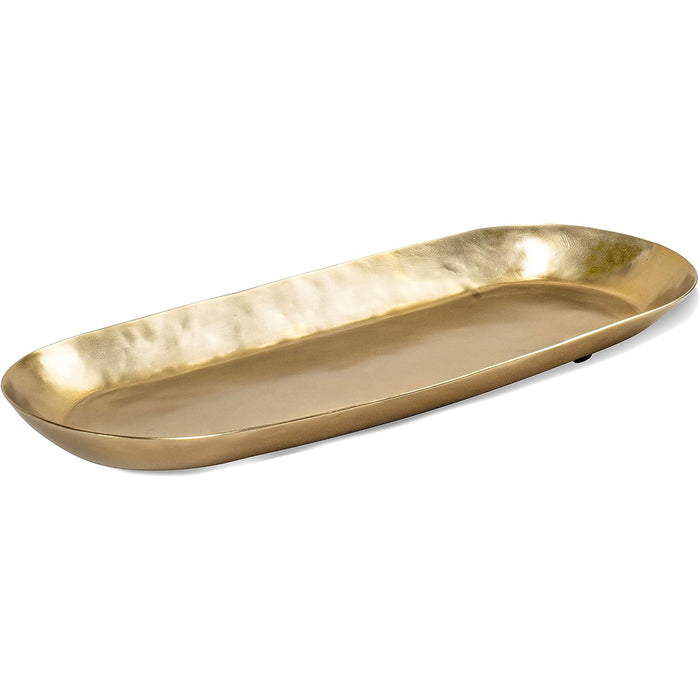 Red Co. 16 inch Long Oval Decorative Metal Aluminum Tabletop Display Tray, Gold