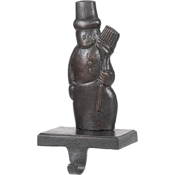 Red Co. 8" Cast Iron Snowman Christmas Stocking Holder with Hook, Holiday Décor, Old Bronze