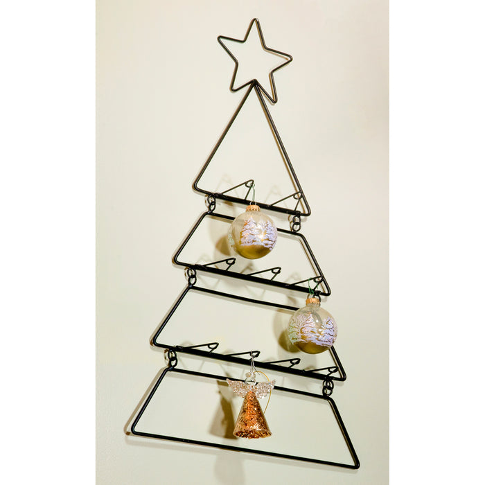 Red Co. 25.4" Tall Decorative Christmas Tree Wall-Hanging Ornament Display Rack in Black Finish