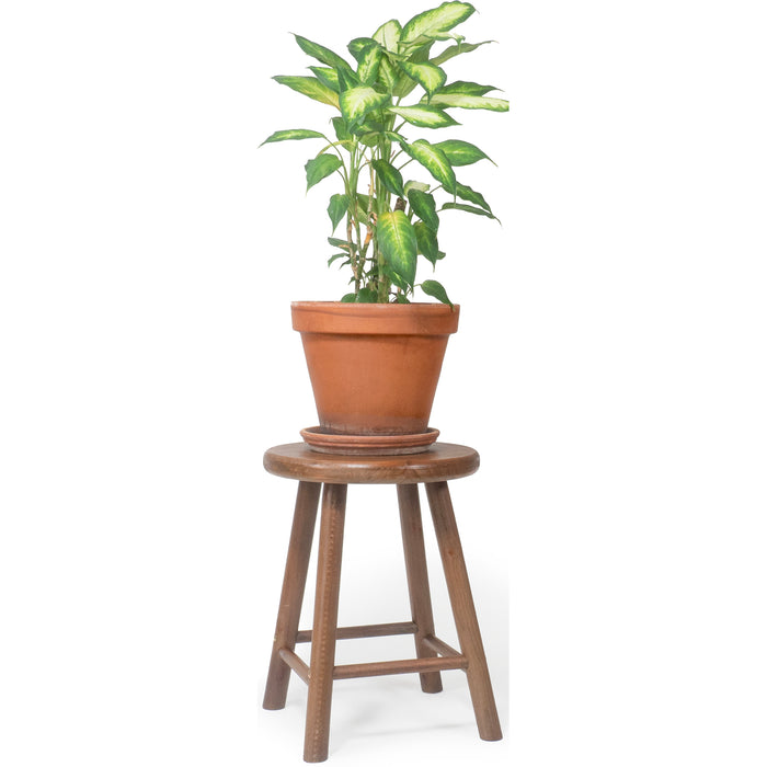 Red Co. 16.75” Tall Decorative Round Top Wooden Stool Display Plant Stand Table, Brown Finish