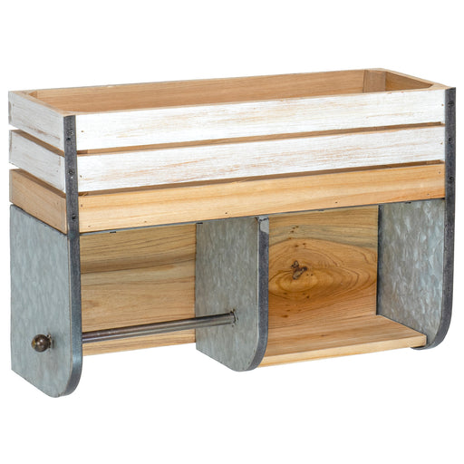 Rustic Galvanized Metal Square Storage Box with Wooden Lid — Red Co. Goods