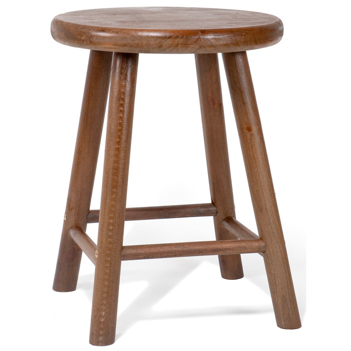 Red Co. 16.75” Tall Decorative Round Top Wooden Stool Display Plant Stand Table, Brown Finish