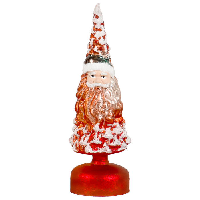 Red Co. 10” Light-Up Glass Christmas Tree Tabletop Display Figurine with LED Lights – Santa