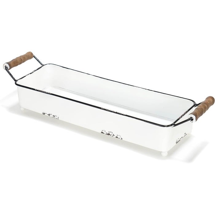 Red Co. Enamelware Metal Classic 2 Quart Rectangular Serving Tray, 11 x 9  Inches