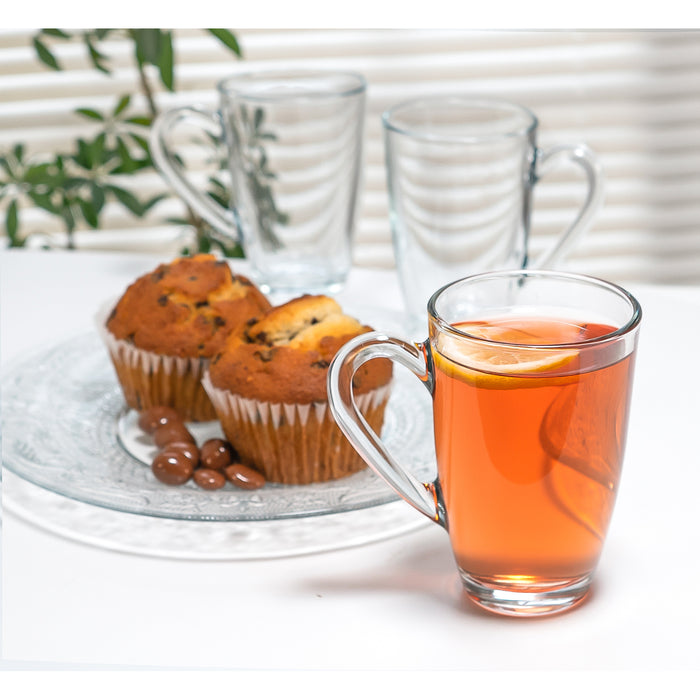 Red Co. Set of 6 Clear Cut Glass 5 Fl Oz Tea Mugs with Handle — Red Co.  Goods