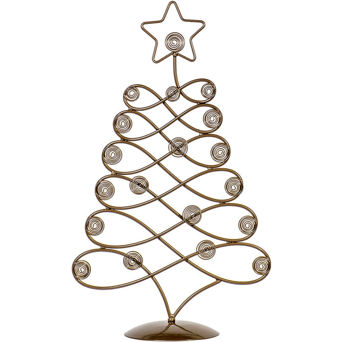 Red Co. 17.5" H Decorative Tabletop Display Christmas Tree Card & Photo Holder Rack in Bronze Finish