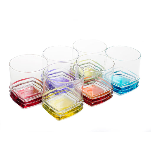 Tognana Multi-Colored Embossed Glass Tumblers - Set of 6