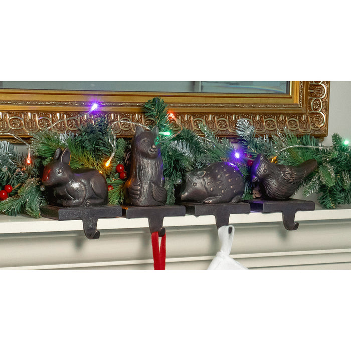 Red Co. Set of 4 Decorative 5" to 8" Cast Iron Stocking Holders with Hook, Old Bronze – Christmas Animals