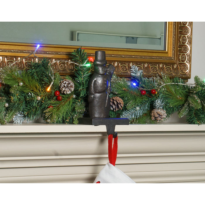 Red Co. 8" Cast Iron Snowman Christmas Stocking Holder with Hook, Holiday Décor, Old Bronze