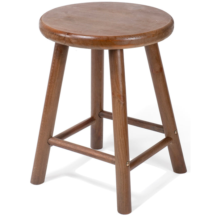 Red Co. 16.75” Tall Decorative Round Top Wooden Stool Display Plant Stand Table, Brown Finish