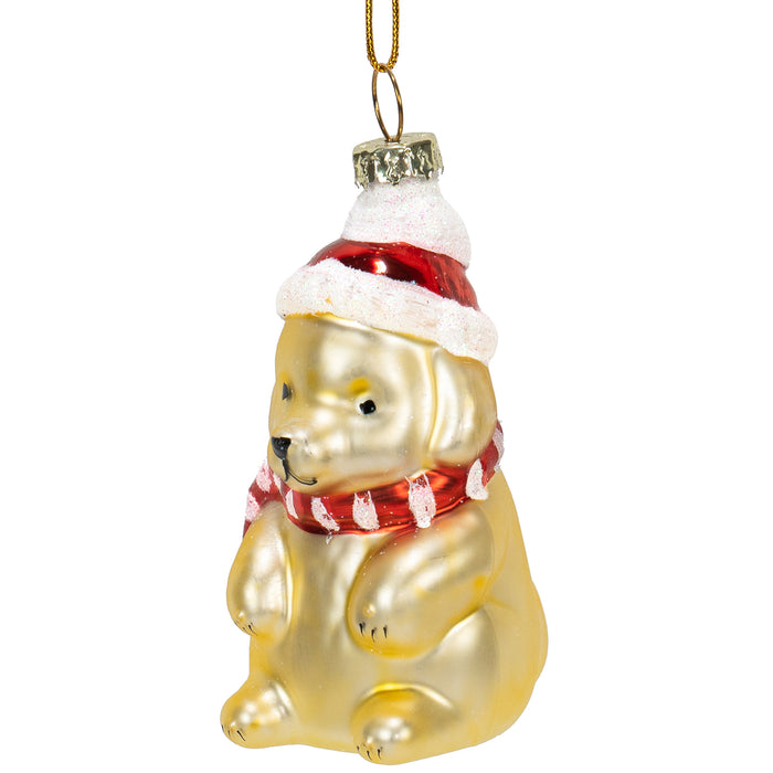 Red Co. 3” Mini Decorative Glass Hanging Christmas Tree Ornament – Golden Puppy