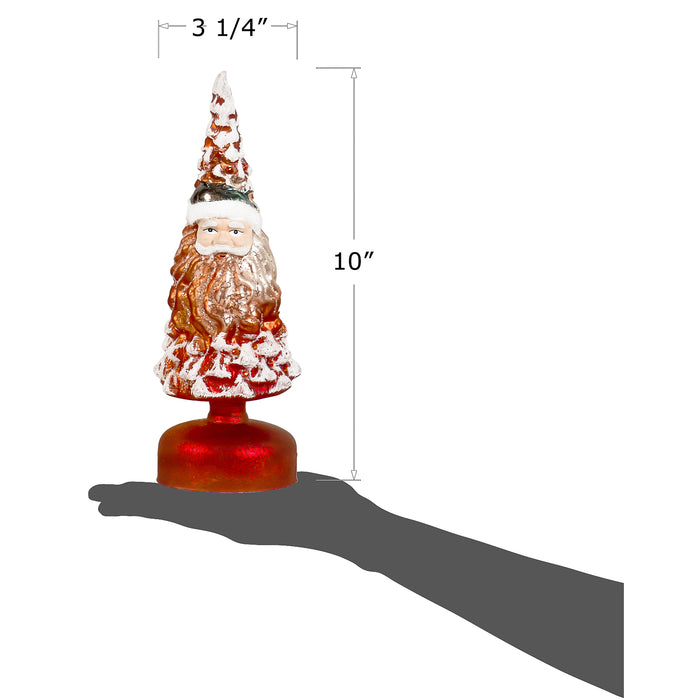 Red Co. 10” Light-Up Glass Christmas Tree Tabletop Display Figurine with LED Lights – Santa