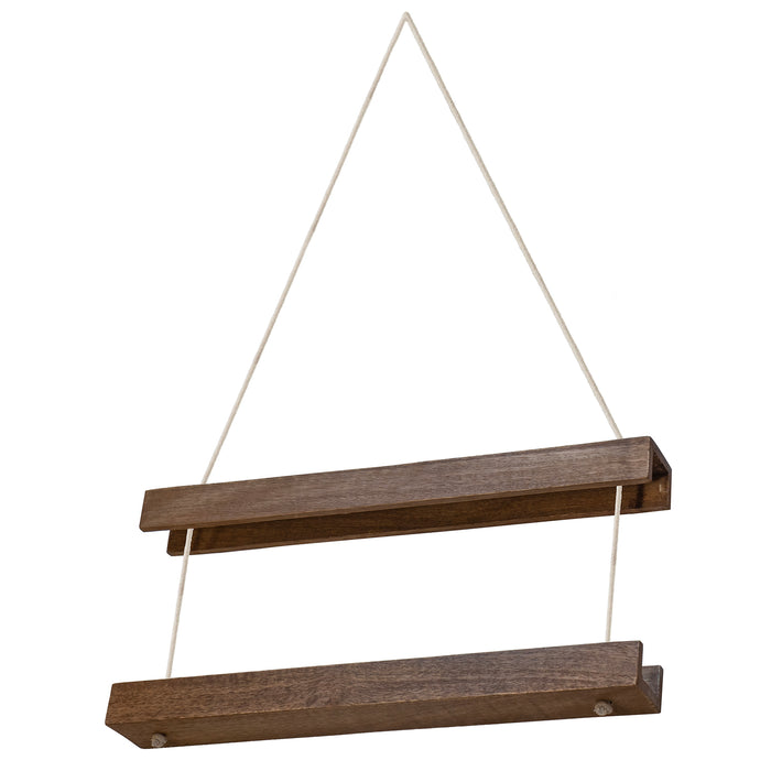 Red Co. 16” Decorative Adjustable Wooden Hanging Book Frame Display Holder with Rope, Brown