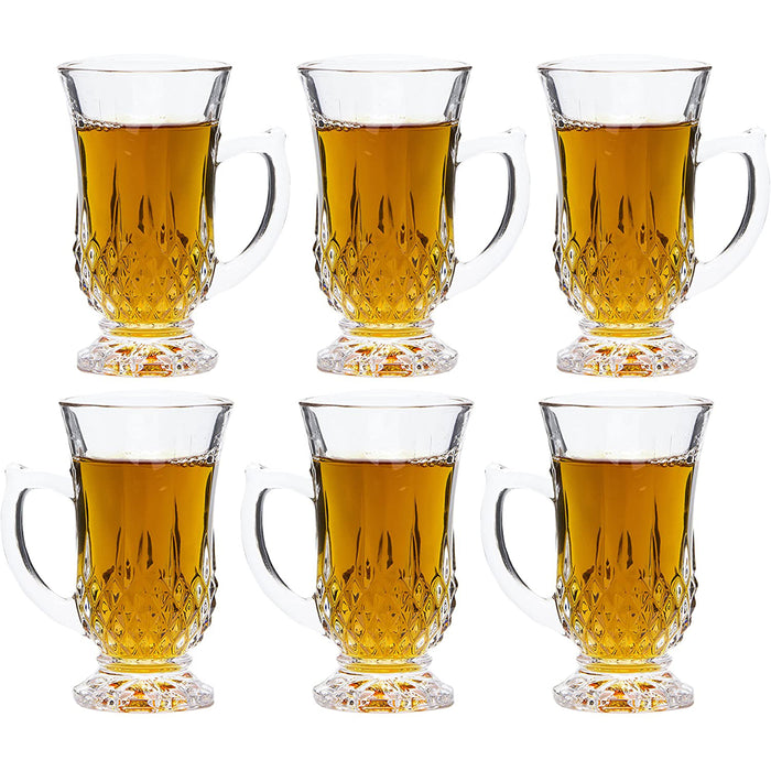 Modern Kitchen Clear Glass Tea Cups with Matching Saucers Set of 6