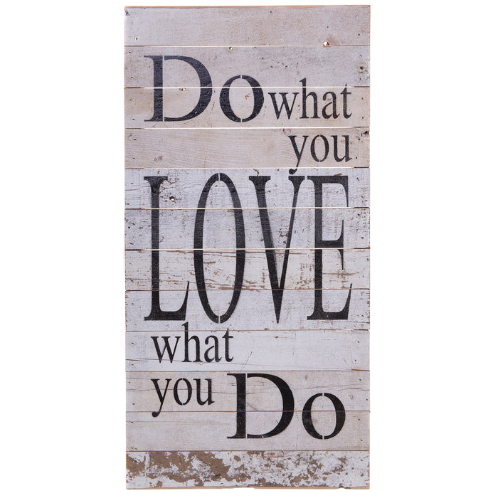 Second Nature By Hand DO What You Love - Reclaimed Pallet Wood Wall Art, Handcrafted Decorative Plaque, 12" x 24"