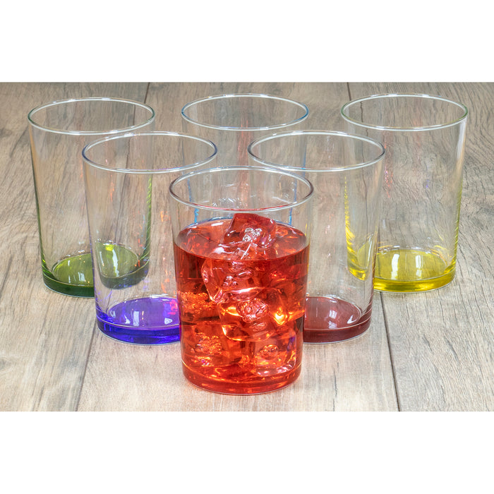 Red Co. Multicolor Large Drinking Glasses for Water, Juice and Cocktails,  16 Ounce - Set of 6
