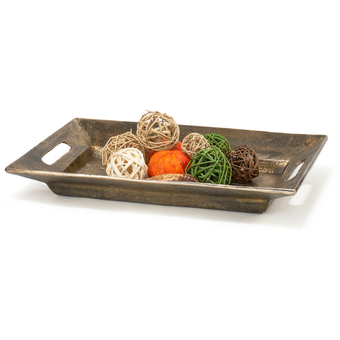 Red Co. 16” x 10” Large Decorative Aluminum Serving Tray with