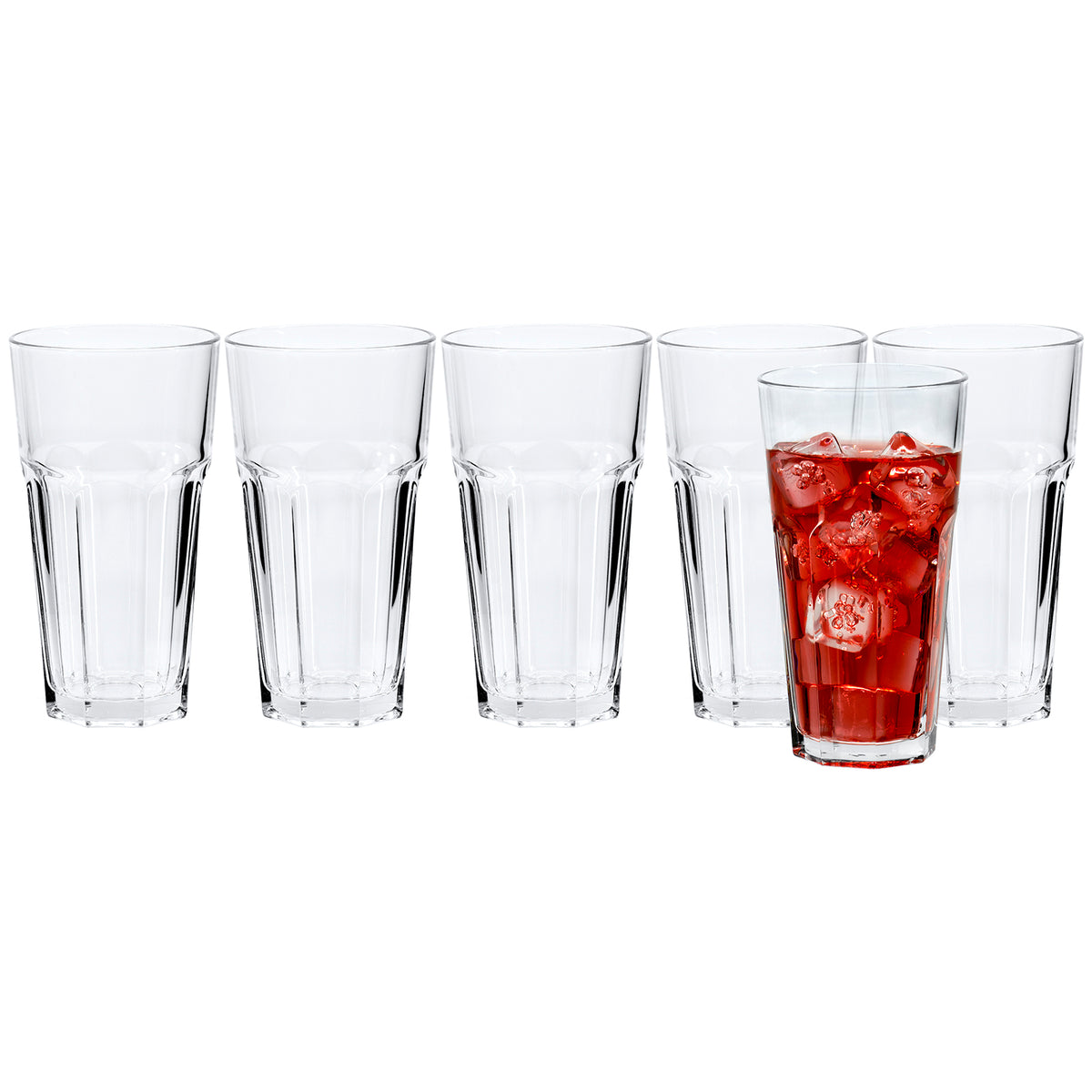 Drinking Glasses Set 6 Barware Tumblers Highball Juice Tall Coktail Clear  Glass
