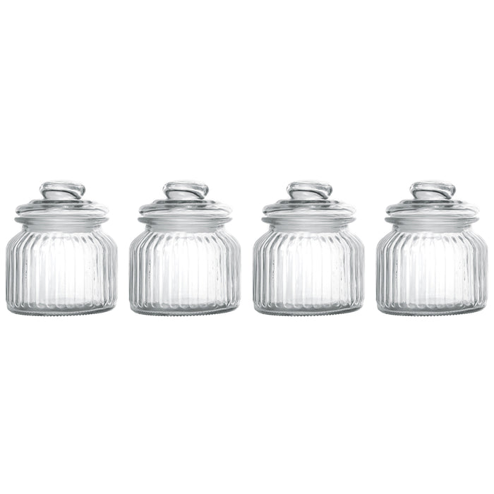 Ripple Food Storage Small Glass Jar Canister with Airtight Lid - 9.75  Ounce, 5.5 H, Set of 3