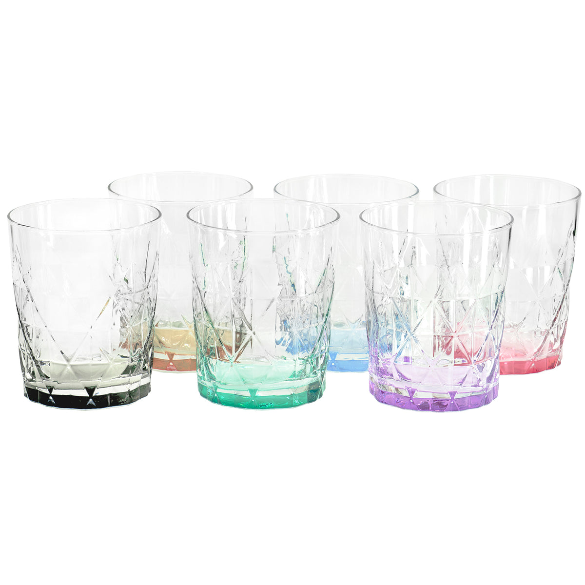 Set of 6 Drinking Color Glasses Carved Drops - Scents & Feel