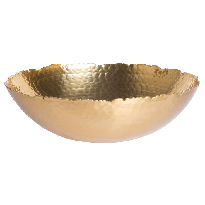 Red Co. Antique Style Tabletop Gold Textured Centerpiece Round Serving Platter Tray Catch-All Dish - 13 Inches Dia, for Dining Living Room Home Décor