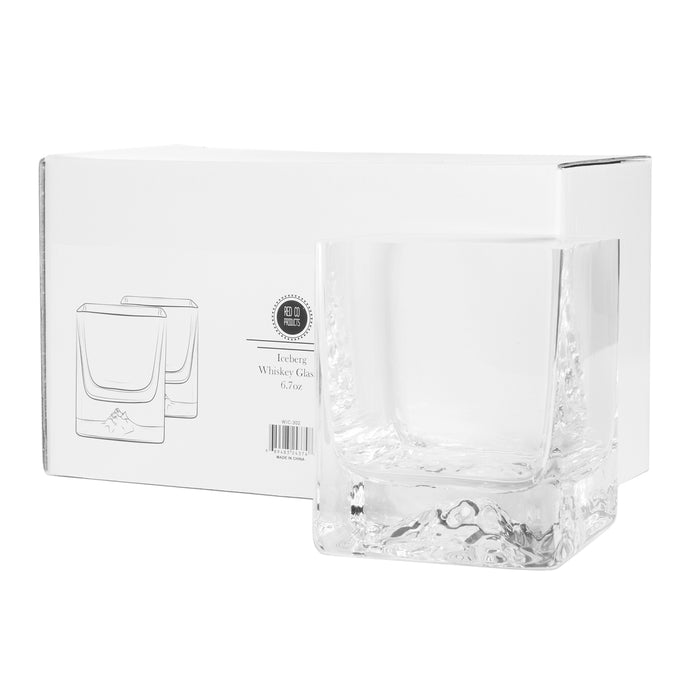 Iceberg Whiskey Glasses, Square - 6.7 Ounce - Set of 2