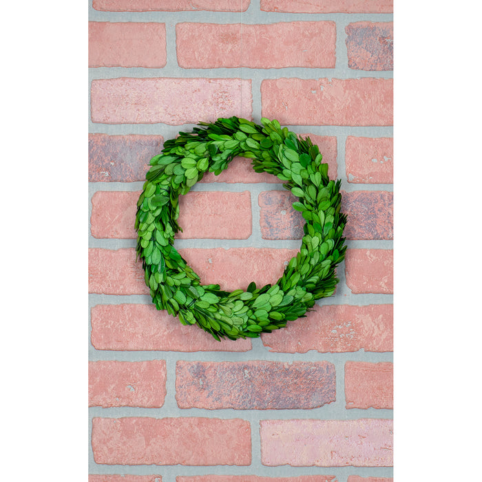 Red Co. Medium Round Boxwood Wreath, Decorative Home Accents, Artificial Backdrop Ornaments – 9.75 Inch