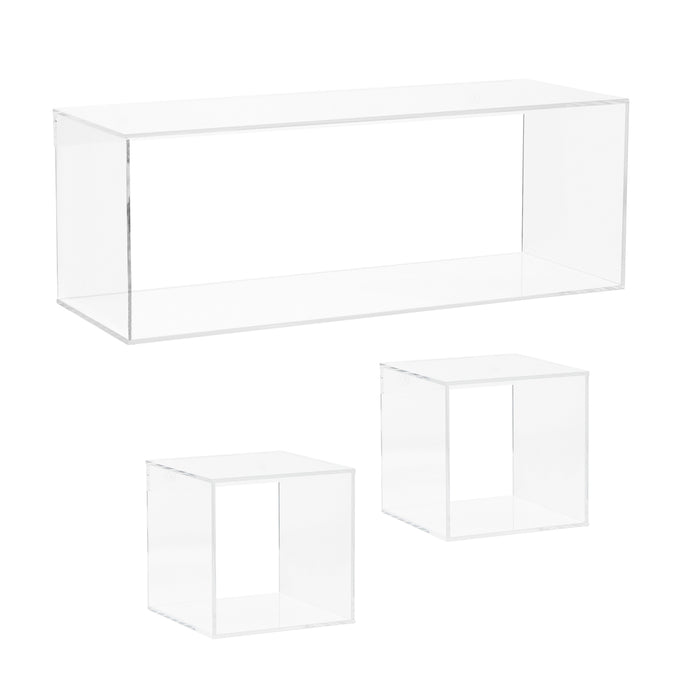 Decorative Floating Cube Wall Shelves in White (Set of 3)