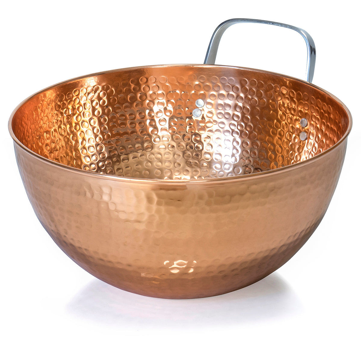 12-1/8 Vintage Copper Mixing Bowl with Rolled Rim and Handle. 2lb