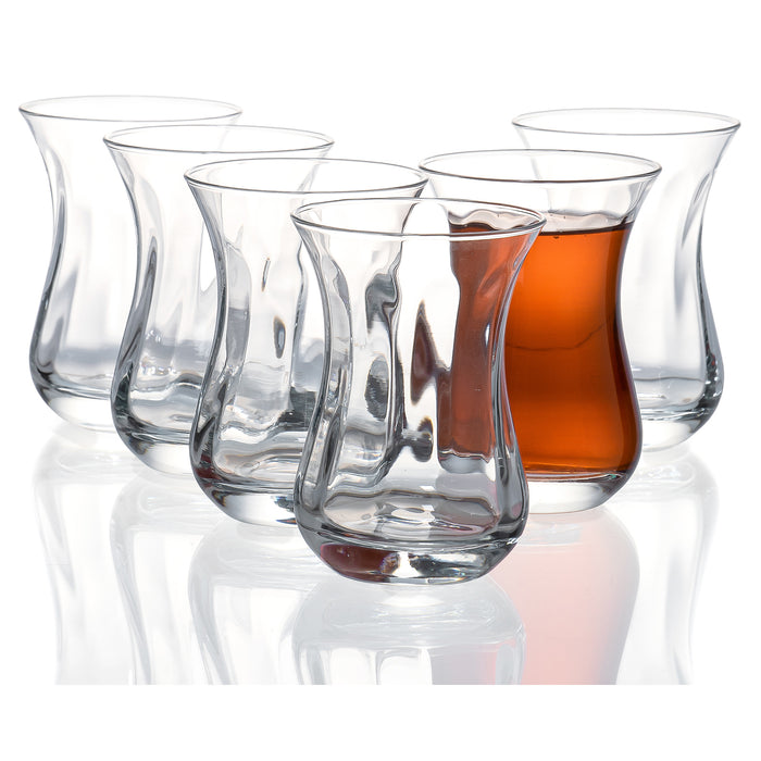 Red Co. Original Fluted Turkish Tea Glasses, 5 Ounce - Set of 6