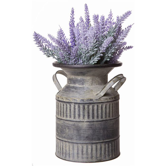 Old Fashioned Galvanized Milk Can, Country Rustic Farmhouse Planter Vase Decorative Jug, Medium Sized, 8-inch