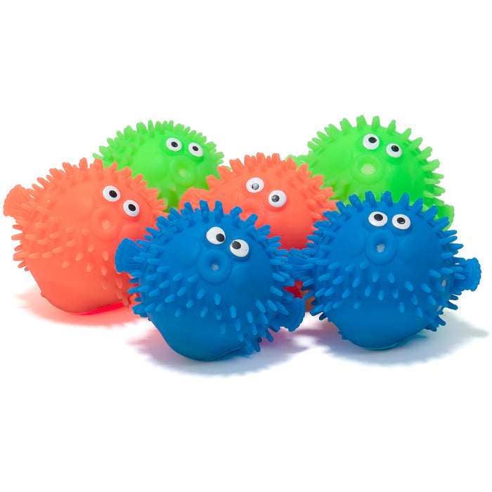 Red Co. Set of 6 Pufferfish-Shaped Reusable Water Splash Balls/Balloons Pool Game Toys – Blue, Green, Orange