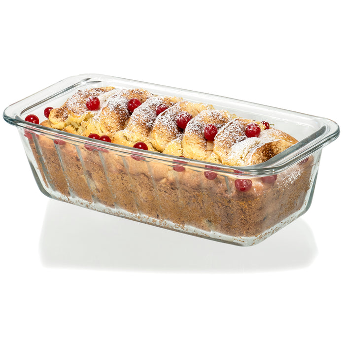 Red Co. 9.75” x 2.75” Clear Borosilicate Glass 1.2 Quart Baking Pan with Handles, Rectangular