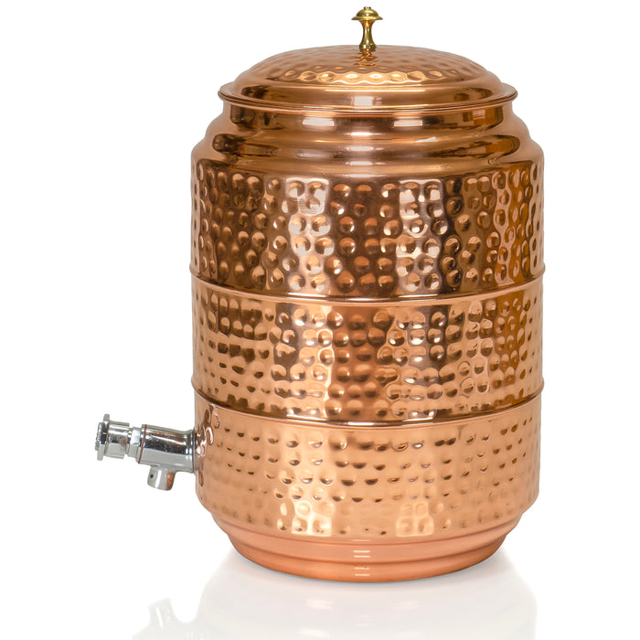 Red Co. Large Decorative Antique Hand-Hammered Copper Multipurpose Beverage  Dispenser with Spigot and Lid for Cold & Hot Drinks, 1.25 Gallon