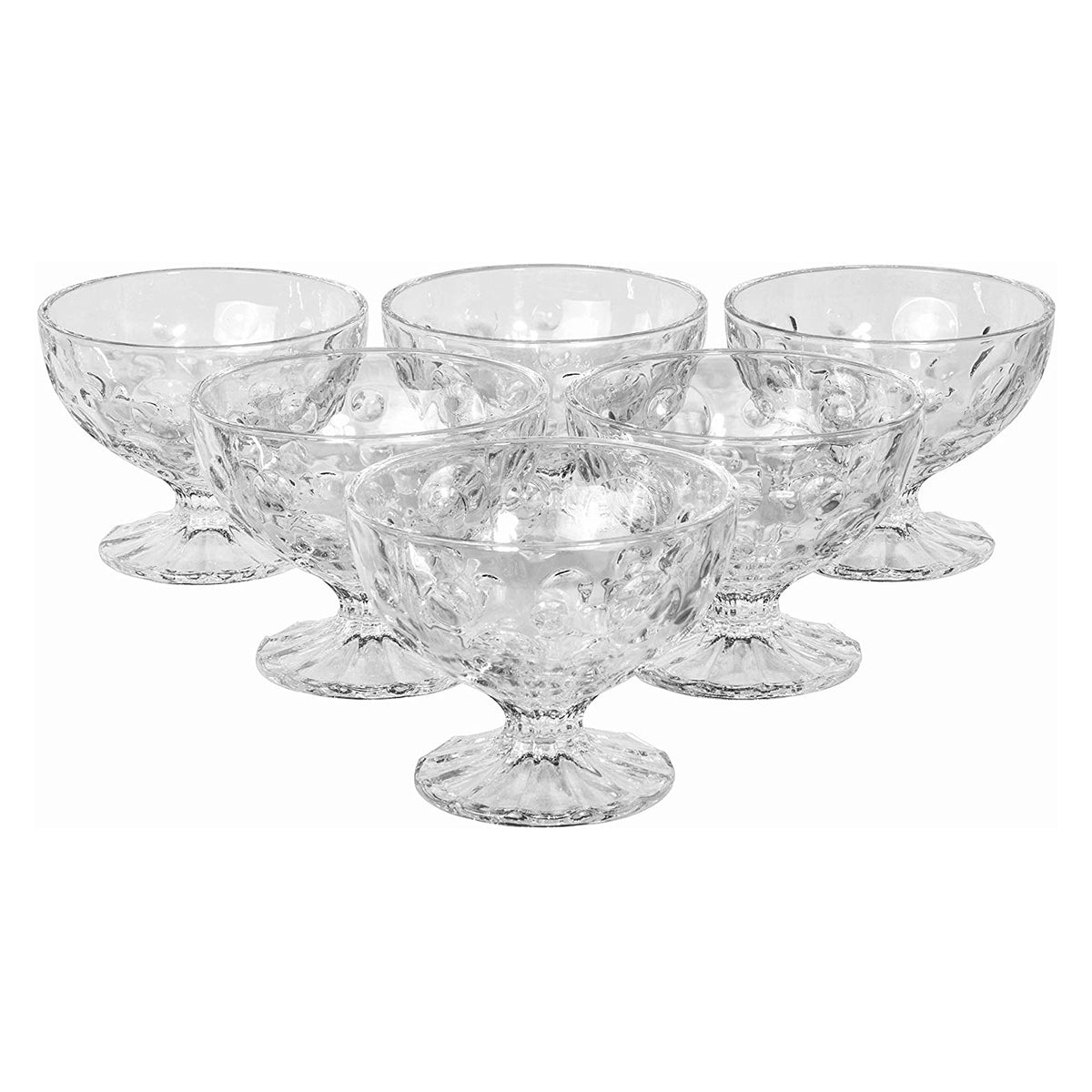 Footed Glass Dessert Cups, Set of 4, Gray Cut Arrows, Glass Pudding Cups,  Footed Fruit Cups, Round Ice Cream Cups 