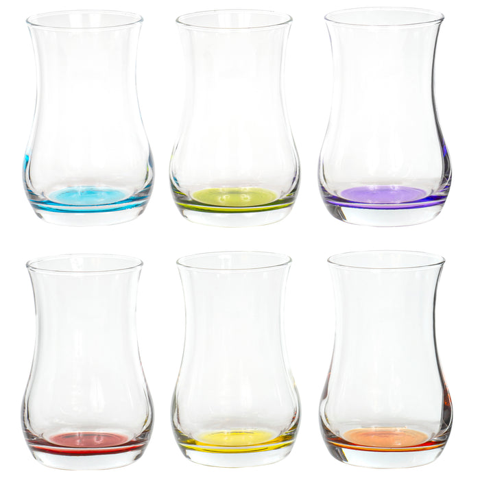 Red Co. Small Clear Multi Colored Base Tulip Sniffer Glass for Wine, Whiskey, Liqueur, Espresso, 4 Ounce - Set of 6