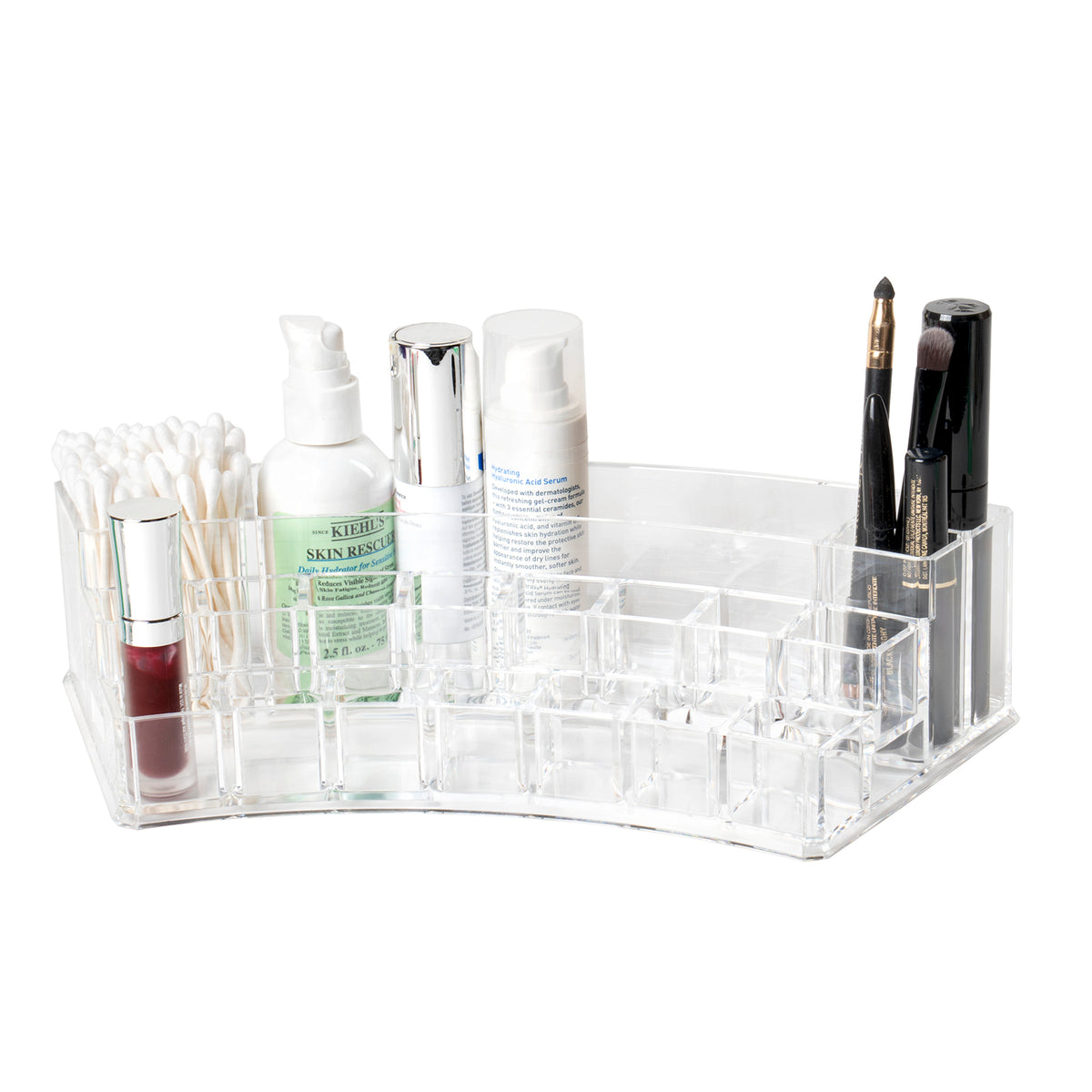 Red Co. Crystal Clear Acrylic Floating Storage 4 Sided Wall Shelves -  Bathroom Shelf, Makeup Cosmetics Display Organizer Rack | Set of 3