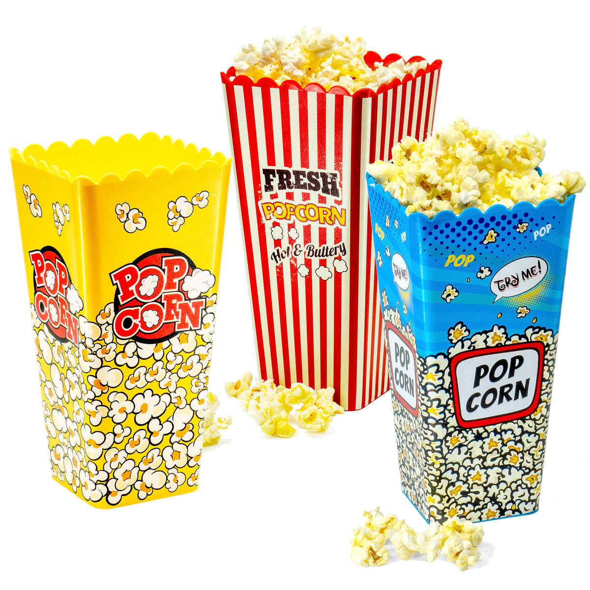 Custom Popcorn Buckets - Red w/ White Stripes - Plastic $2.59