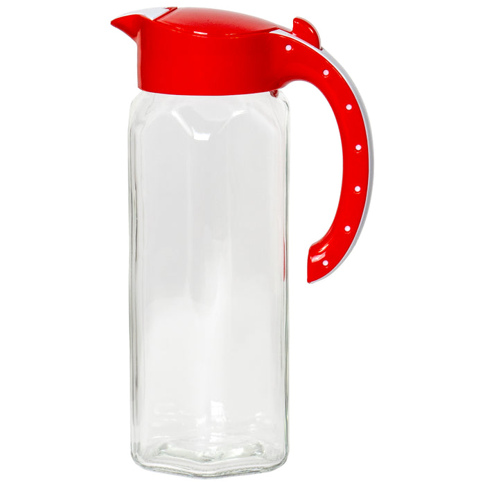 Red Co. Set of 2 Durable 50 Oz Glass Pitcher with Easy Refill Lid, Drip-Free Hot Cold Water Jug, Juice and Iced Tea Beverage Carafe