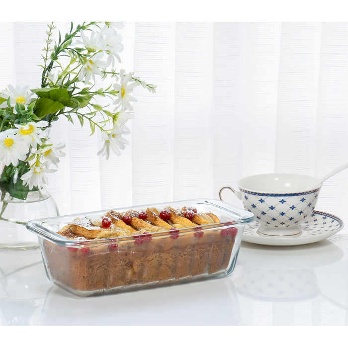 Red Co. 9.75” x 2.75” Clear Borosilicate Glass 1.2 Quart Baking Pan with Handles, Rectangular