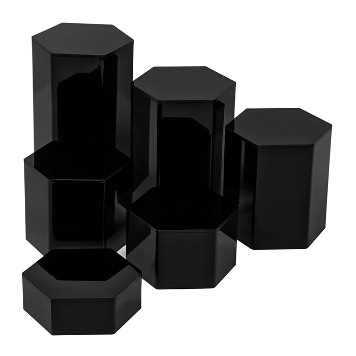 Red Co. Glossy Black Small Acrylic Cubic Display Riser Stands