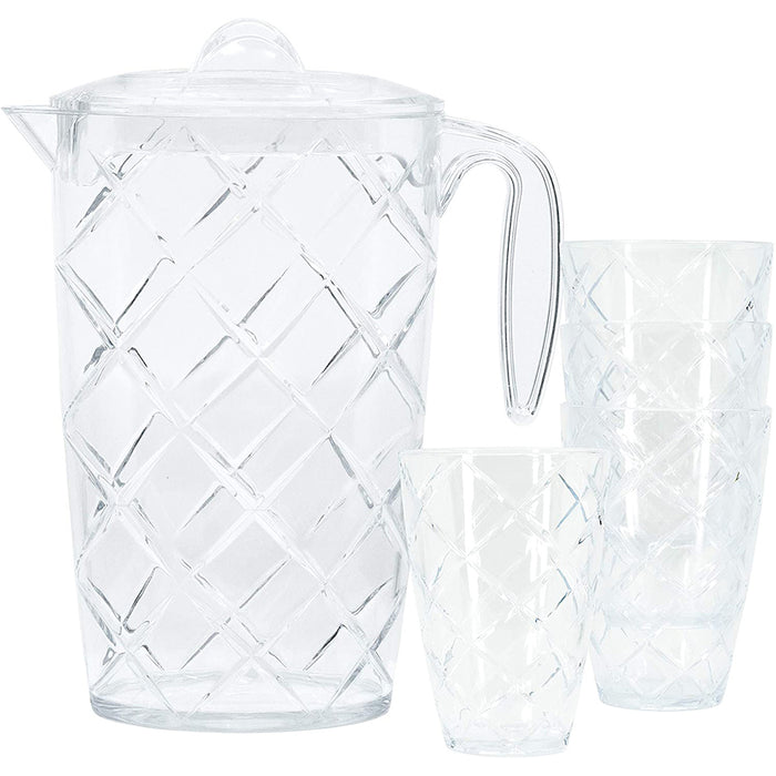  Red Co. Clear Glass 61.75 Oz Beverage Serving Pitcher with Red  Lid and Handle : Home & Kitchen