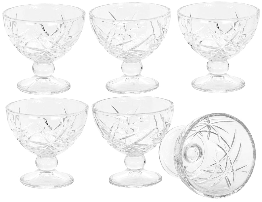 Red Co. Classic Footed Dessert Cups, Premium Crystal Clear Glass Ice Cream Bowls - Perfect for Parfait Fruit Salad or Pudding, Set of 6, 9 OZ