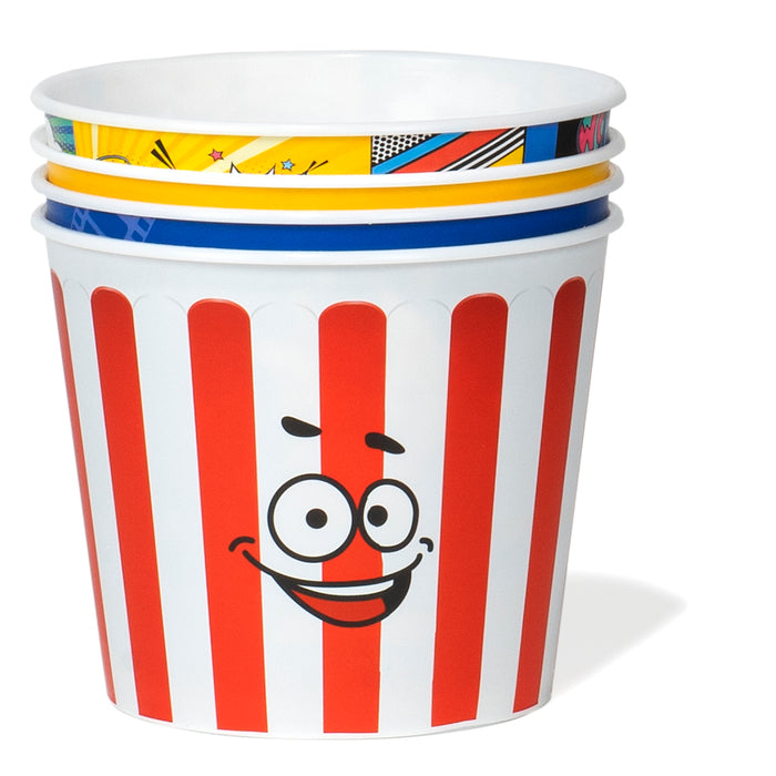 Red Co. Nesting Movie Theather Themed Popcorn Buckets - Set of 4 - Assorted Designs