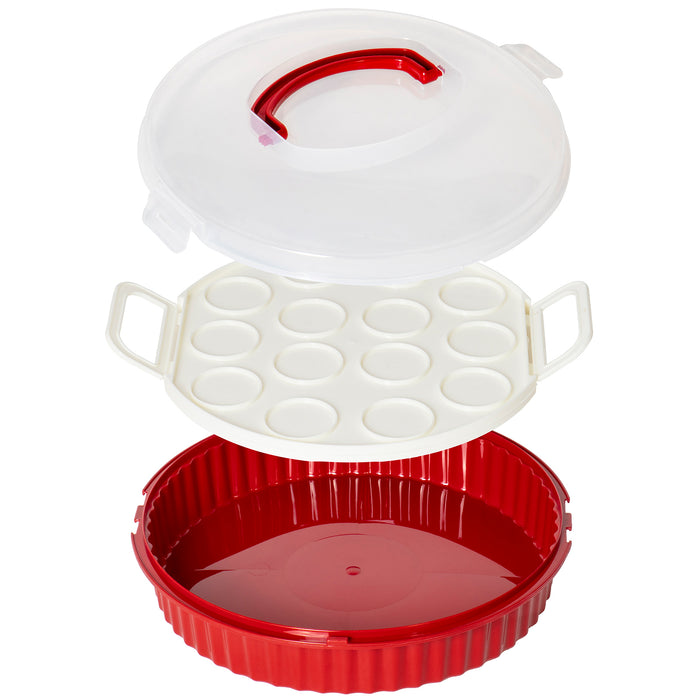 Pie Carrier Cake Storage Clear Container with Red Lid