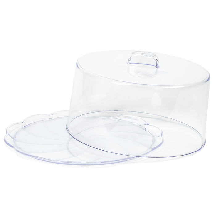 Clear Plastic Cake Platter With Cover, Covered Dessert Display, Cupcake Pastry and Pie Server with Dome, 10"Dia