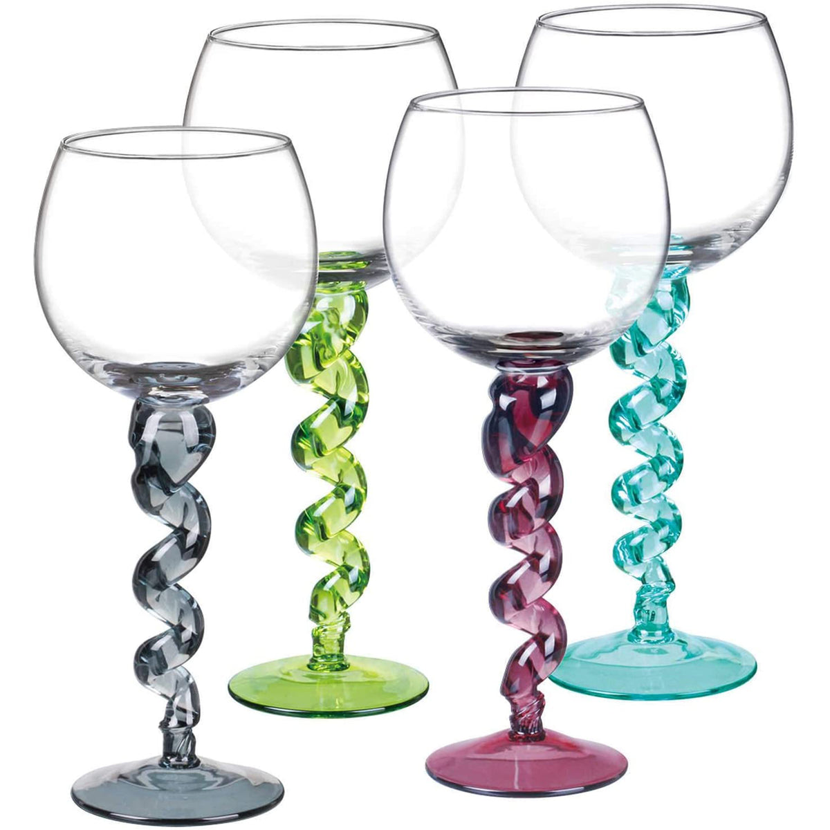 Colored Stem Wine Glasses Set of 4