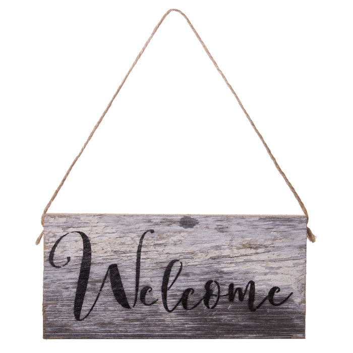 Second Nature By Hand 6x3 inch Reclaimed Wood Art, Decorative Handcrafted Sign — Welcome