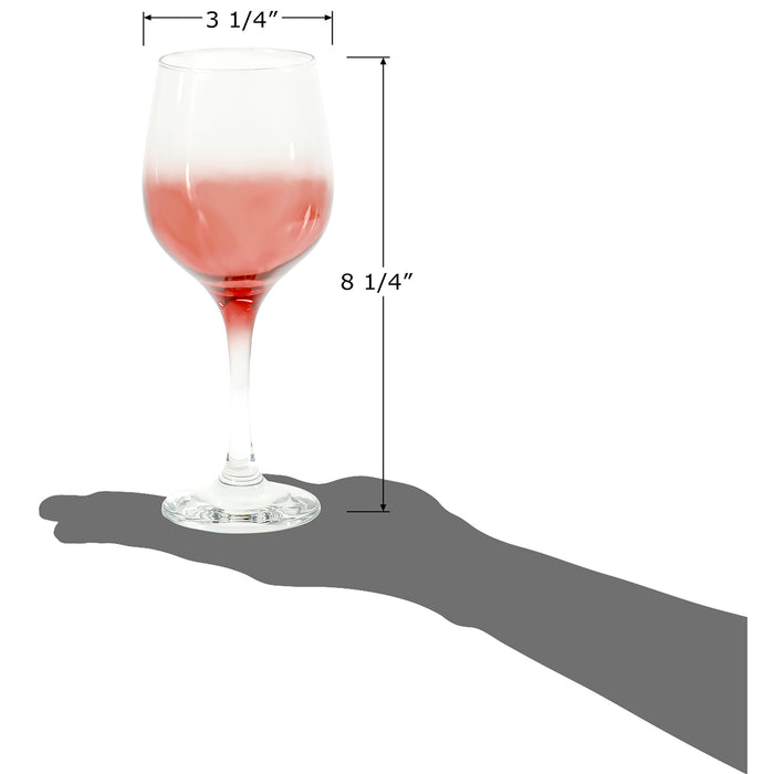 Red Co. Colored Gradiant Clear Wine Glass for Red, White, Pink Wine, Cocktails, 11.75 Ounce - Set of 6