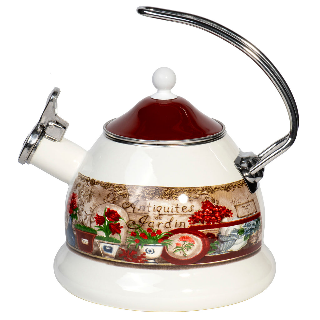 Whistling Tea Kettles for Stovetop Induction, Enameled Interior